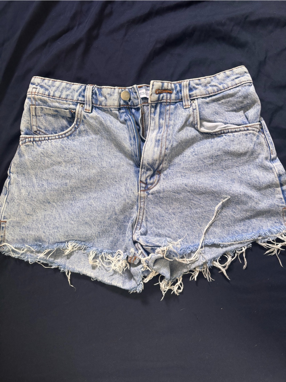 Zara Light Blue Distressed Denim Shorts
